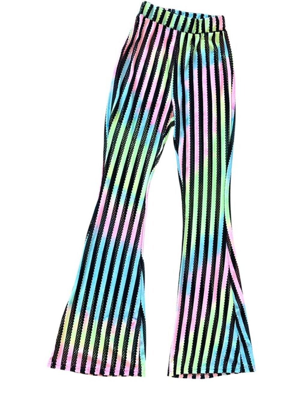 Touch Me Women's Multicolor See Thru Flare Bottom Pants - Picture 2 of 7